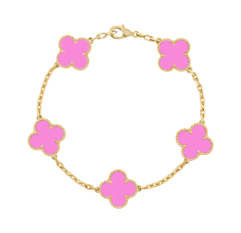 Fortune Clover Bracelet | Pink & Gold