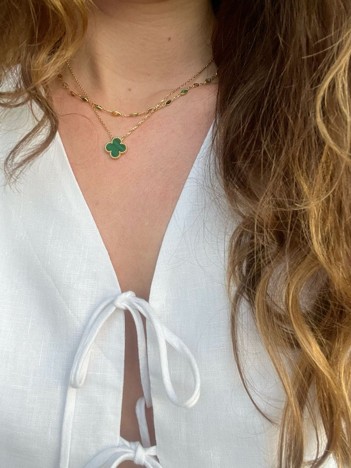 Fortune Clover Necklace | Green & Gold