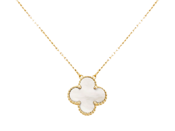 Fortune Clover Necklace | White & Gold