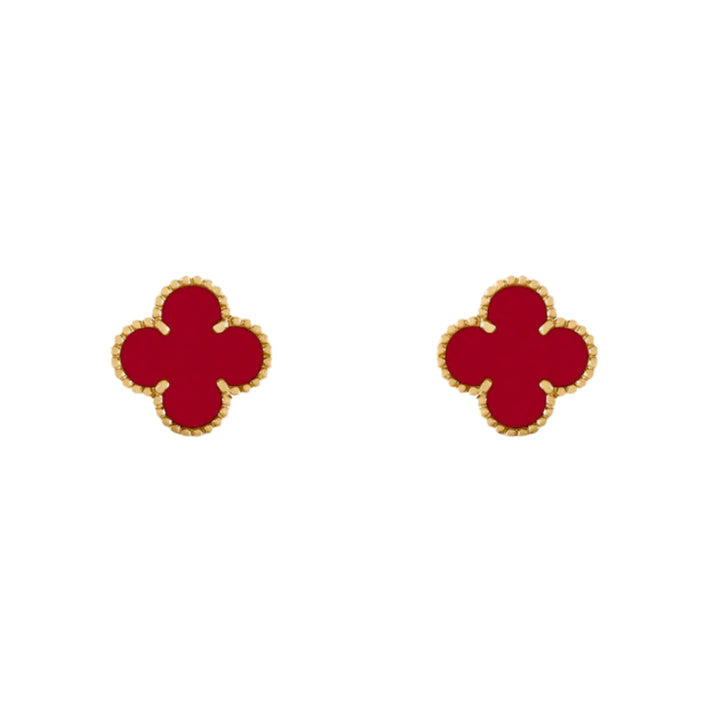 Fortune Clover Earrings | Red Gold