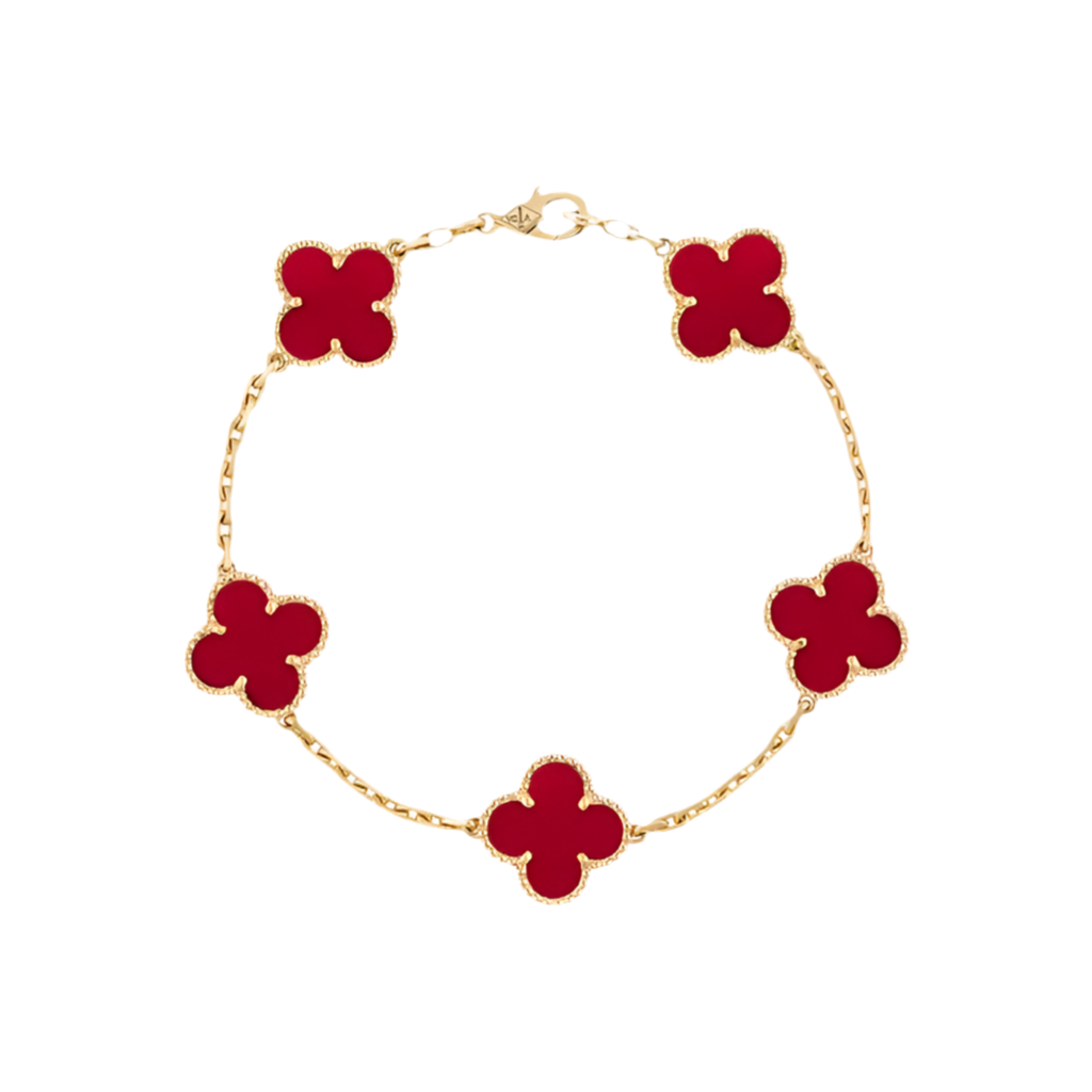 Fortune Clover Bracelet | Red & Gold