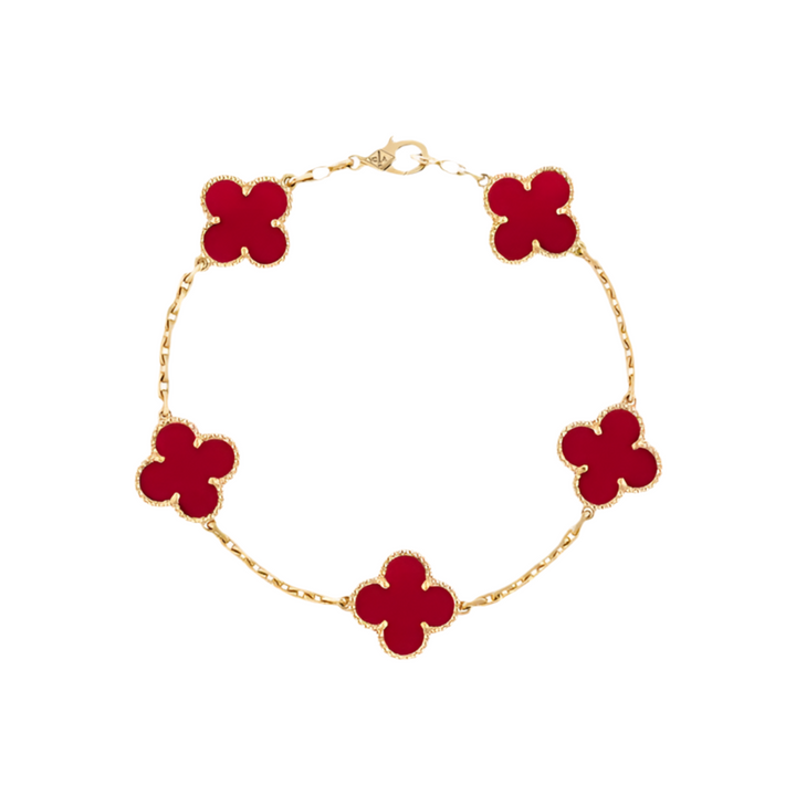 Fortune Clover Bracelet | Red & Gold