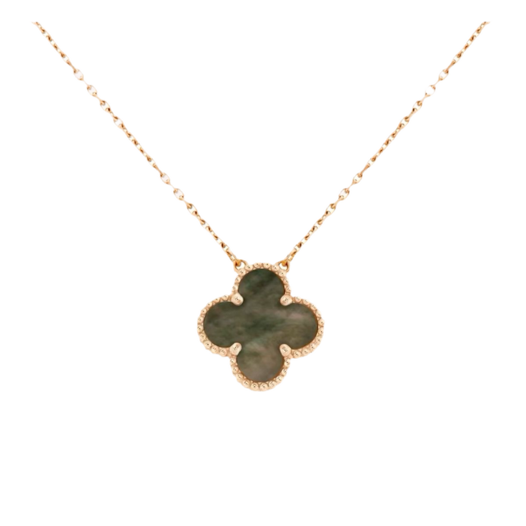 Fortune Clover Necklace | Brown & Gold