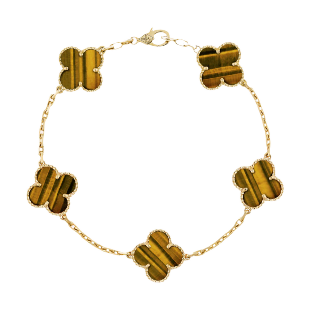 Fortune Clover Bracelet | Brown & Gold