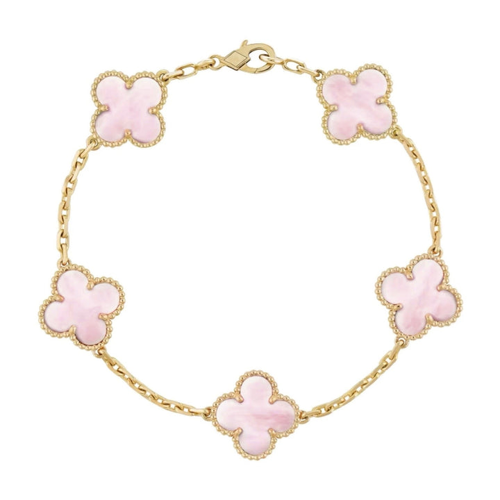 Fortune Clover Bracelet | Baby Pink & Gold