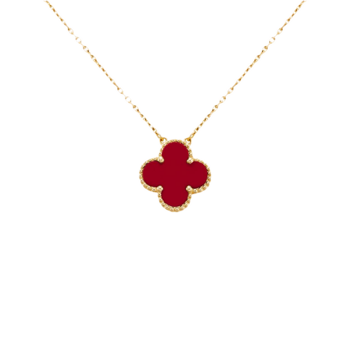 Fortune Clover Necklace | Red & Gold