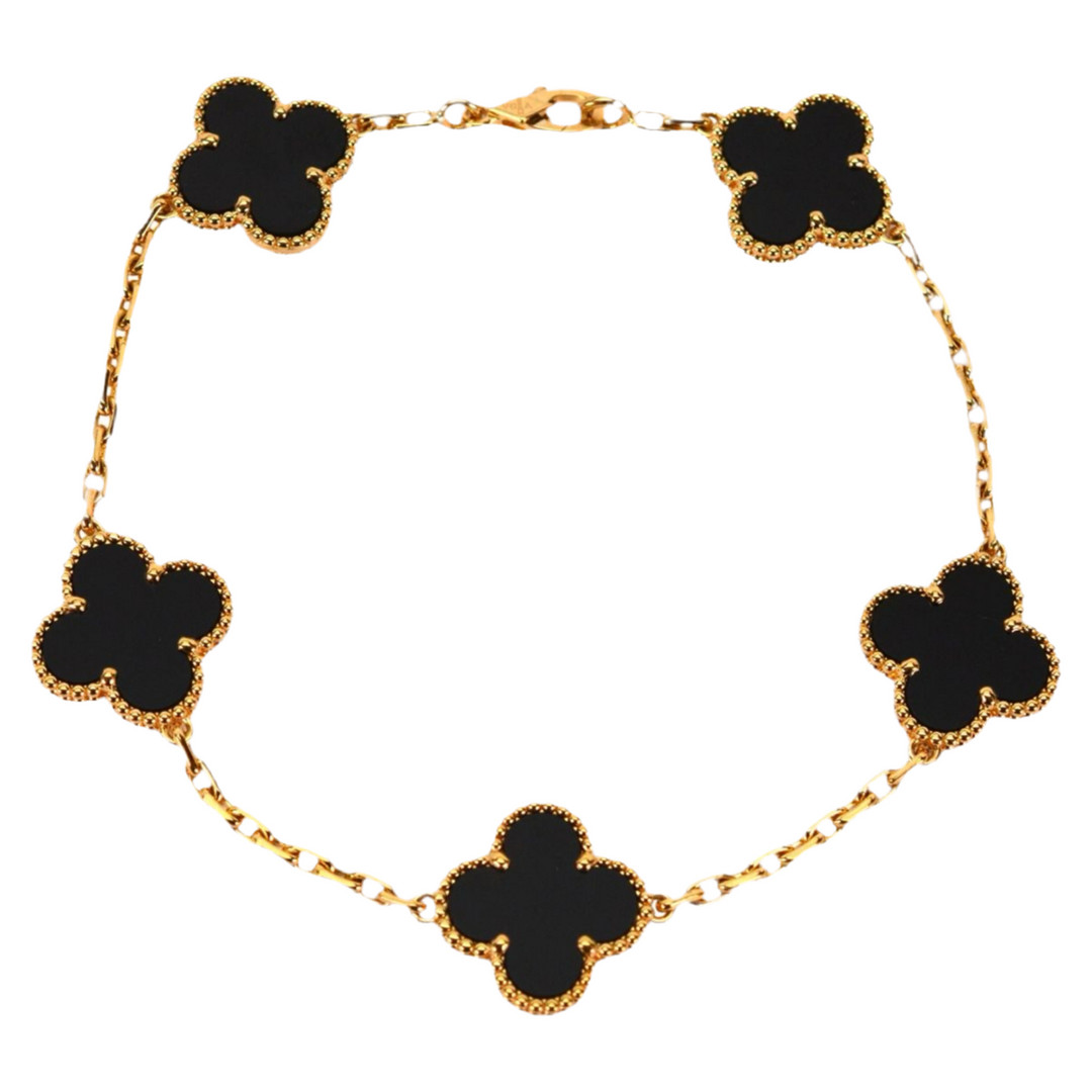 Fortune Clover Bracelet | Black & Gold