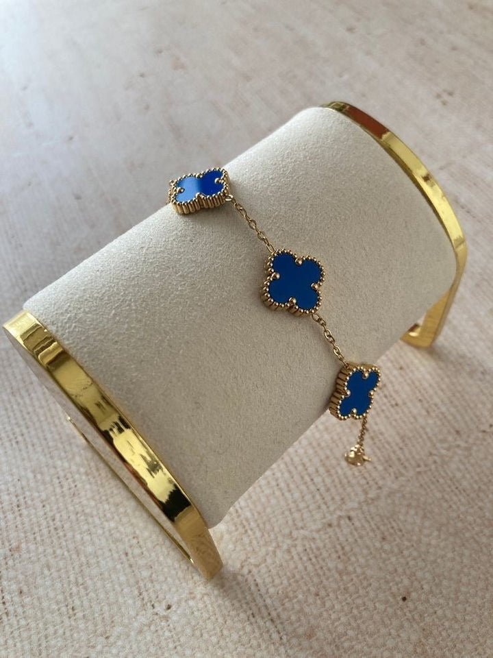 Fortune Clover Bracelet | Blue & Gold