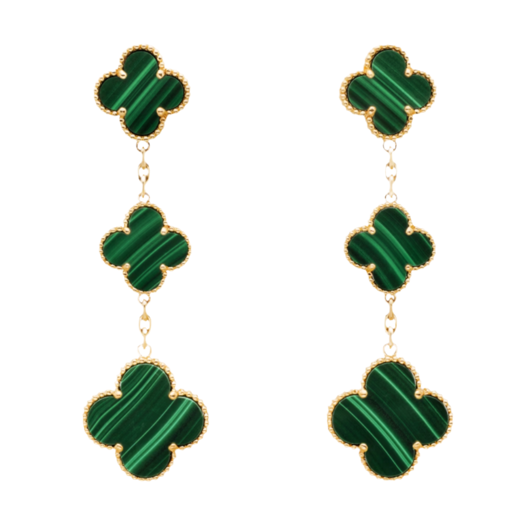 Fortune Clover Drop Earrings | Green