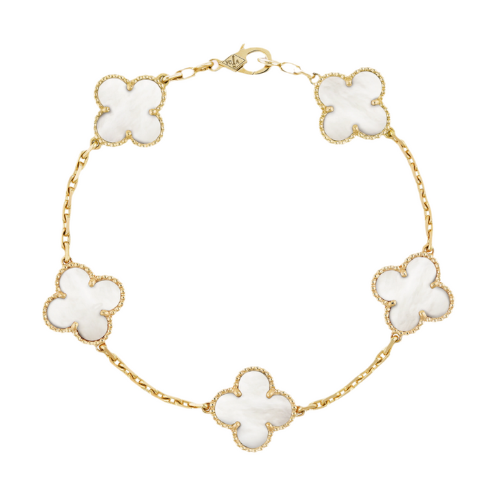 Fortune Clover Bracelet | White & Gold