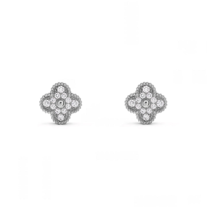 Fortune Clover Diamond Earrings | Silver