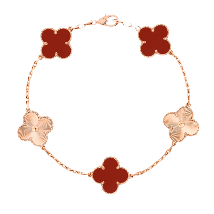 Fortune Clover Deluxe Bracelet | Red & Rose Gold