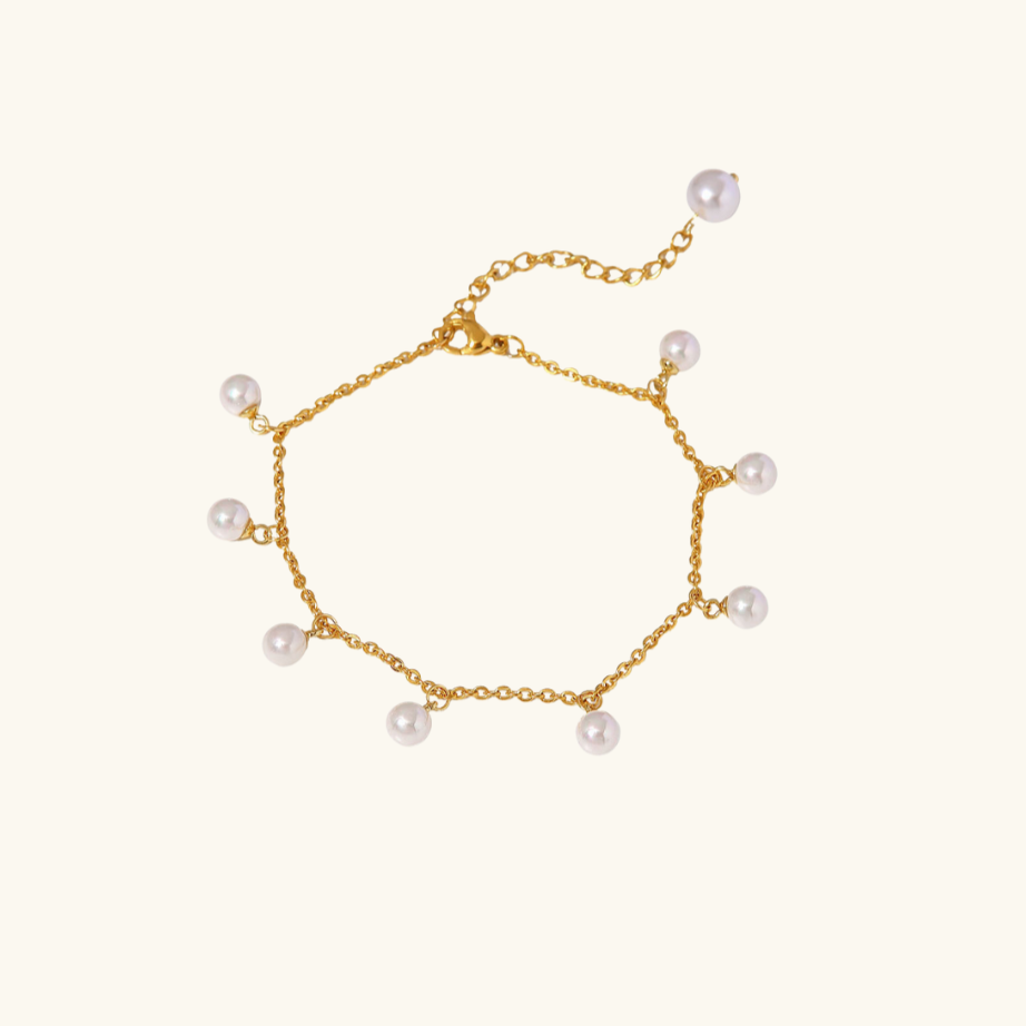 Serena Pearl Anklet | Gold