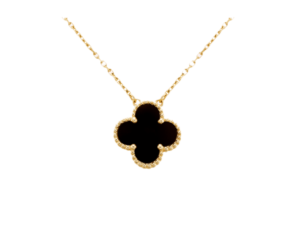 Fortune Clover Necklace | Black & Gold