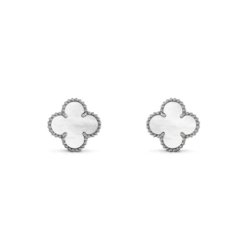 Fortune Clover Earrings | Silver White