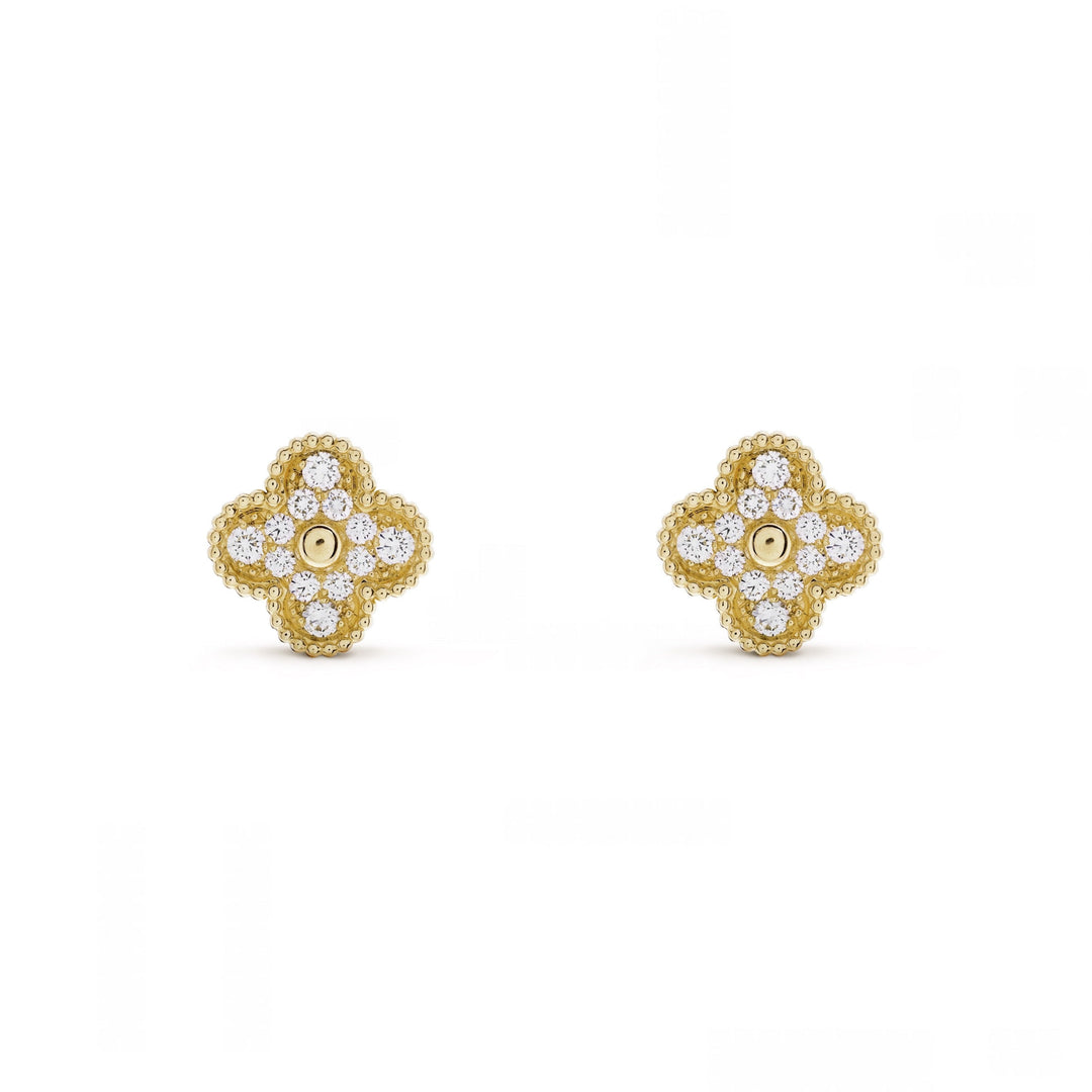 Fortune Clover Diamond Earrings | Gold