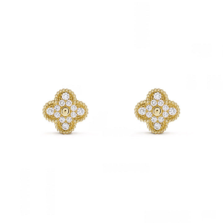 Fortune Clover Diamond Earrings | Gold