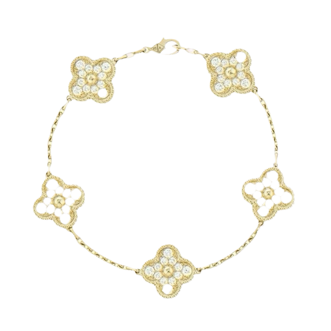 Fortune Clover Deluxe Bracelet | Pearl & Gold