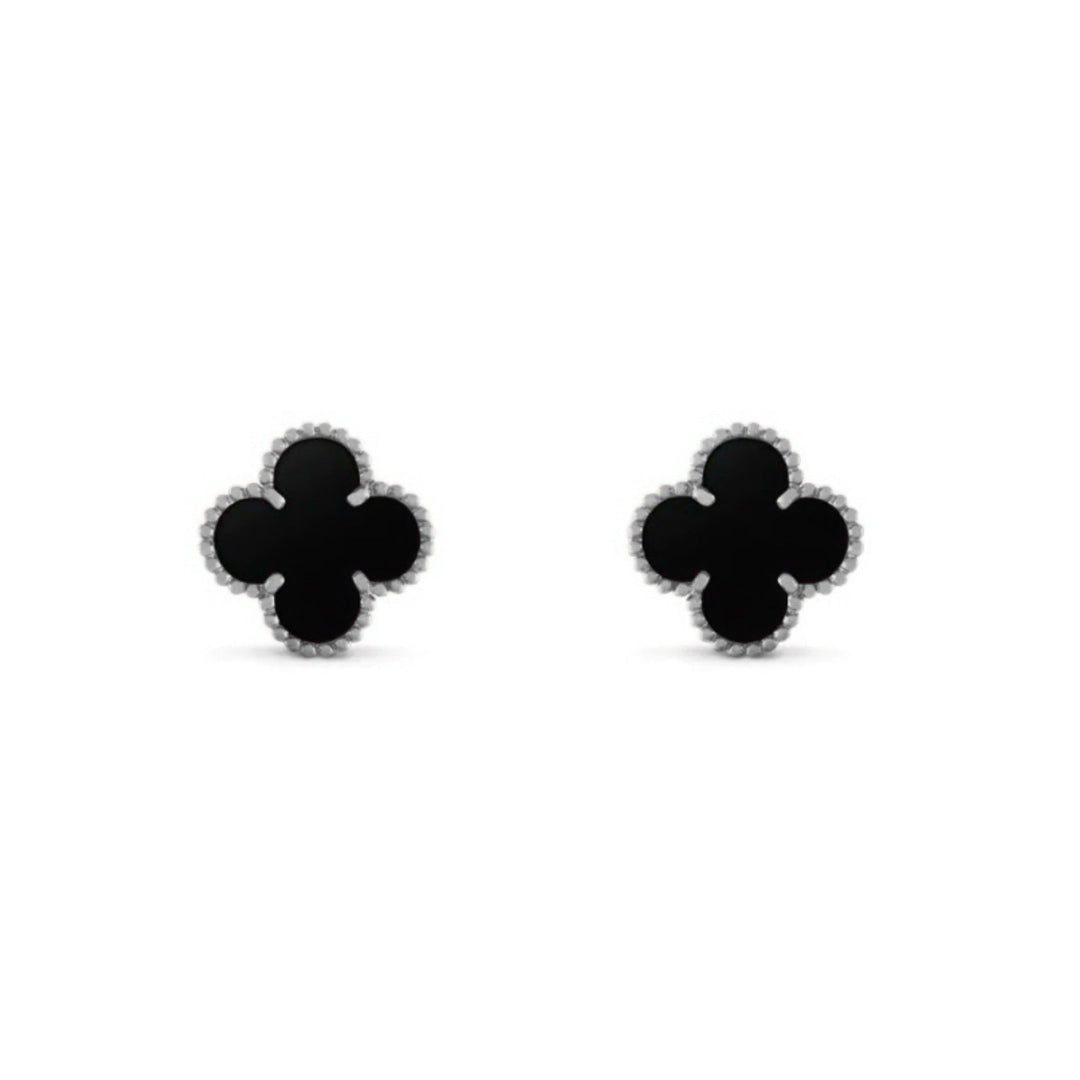 Fortune Clover Earrings | Silver Black