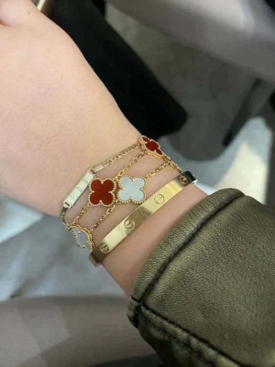 Fortune Clover Bracelet | Red & Gold