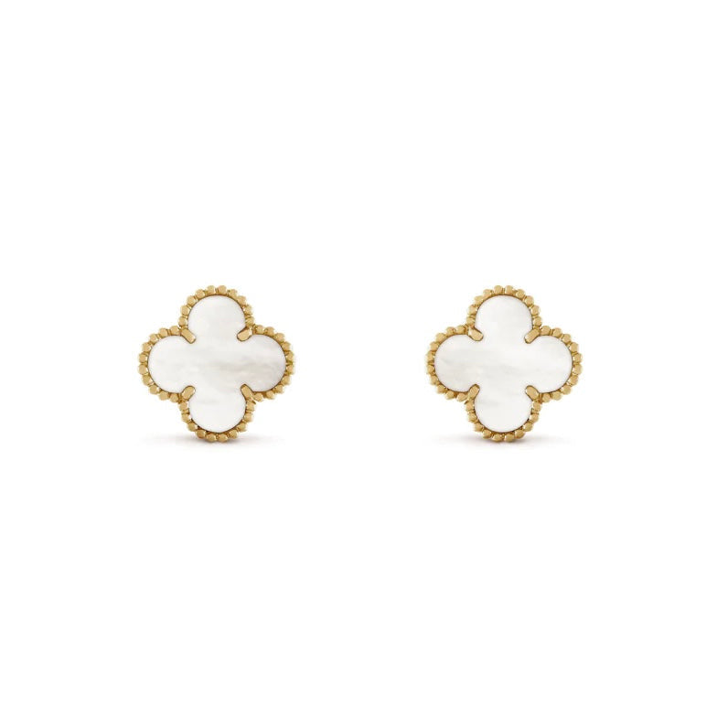 Fortune Clover Earrings | White Gold