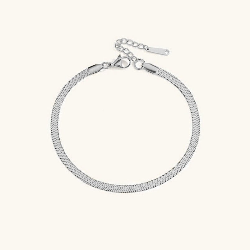 Selene Herringbone Anklet | Silver