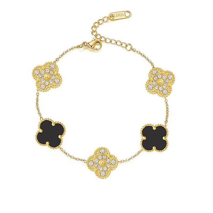 Fortune Clover Deluxe Bracelet | Black & Gold