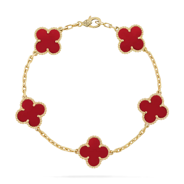 Fortune Clover Bracelet | Red & Gold