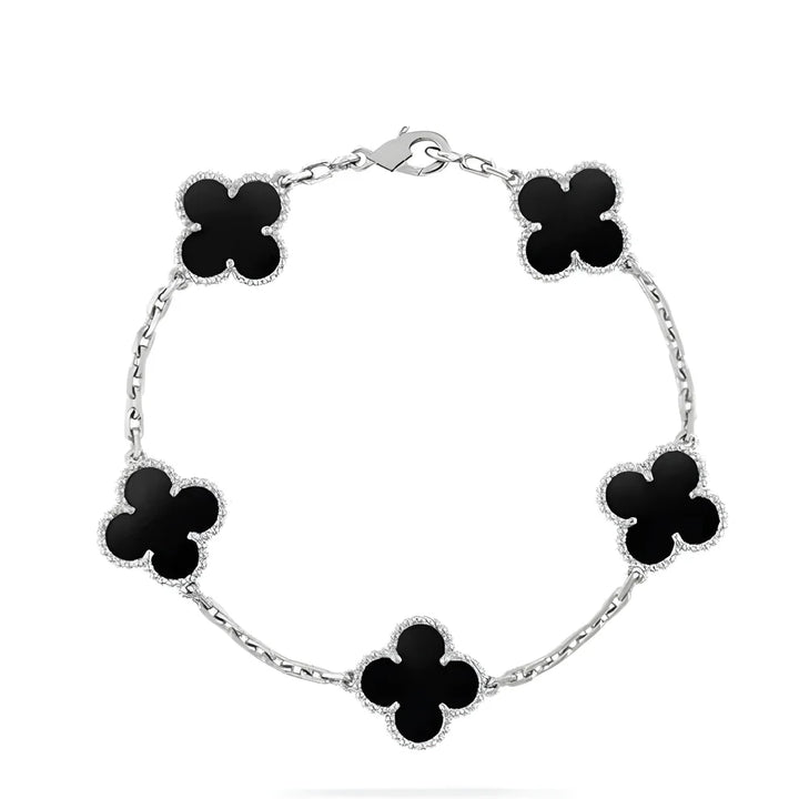 Fortune Clover Bracelet | Silver & Black