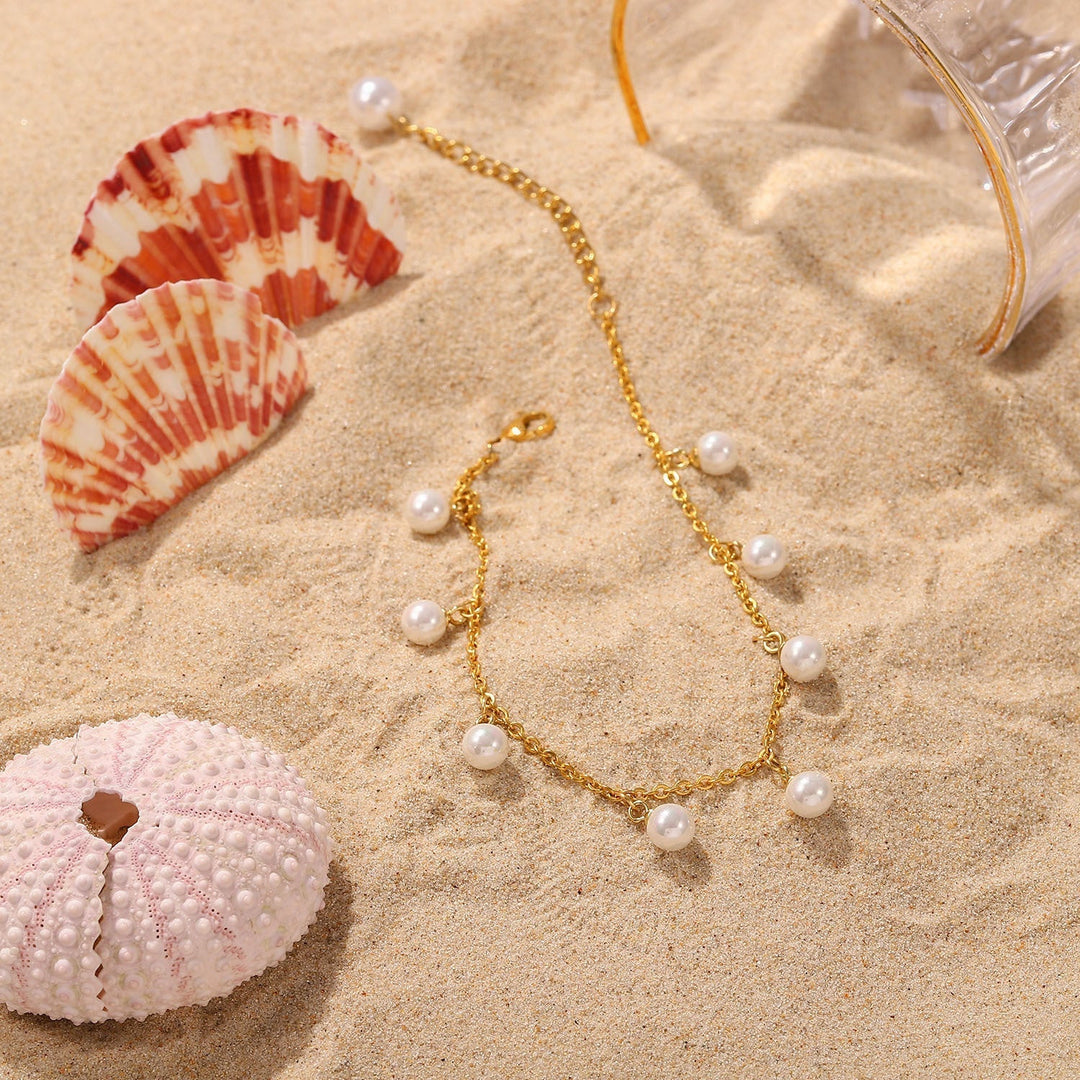 Serena Pearl Anklet | Gold