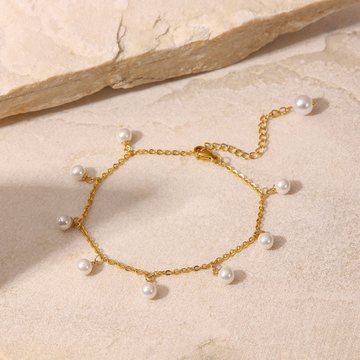 Serena Pearl Anklet | Gold