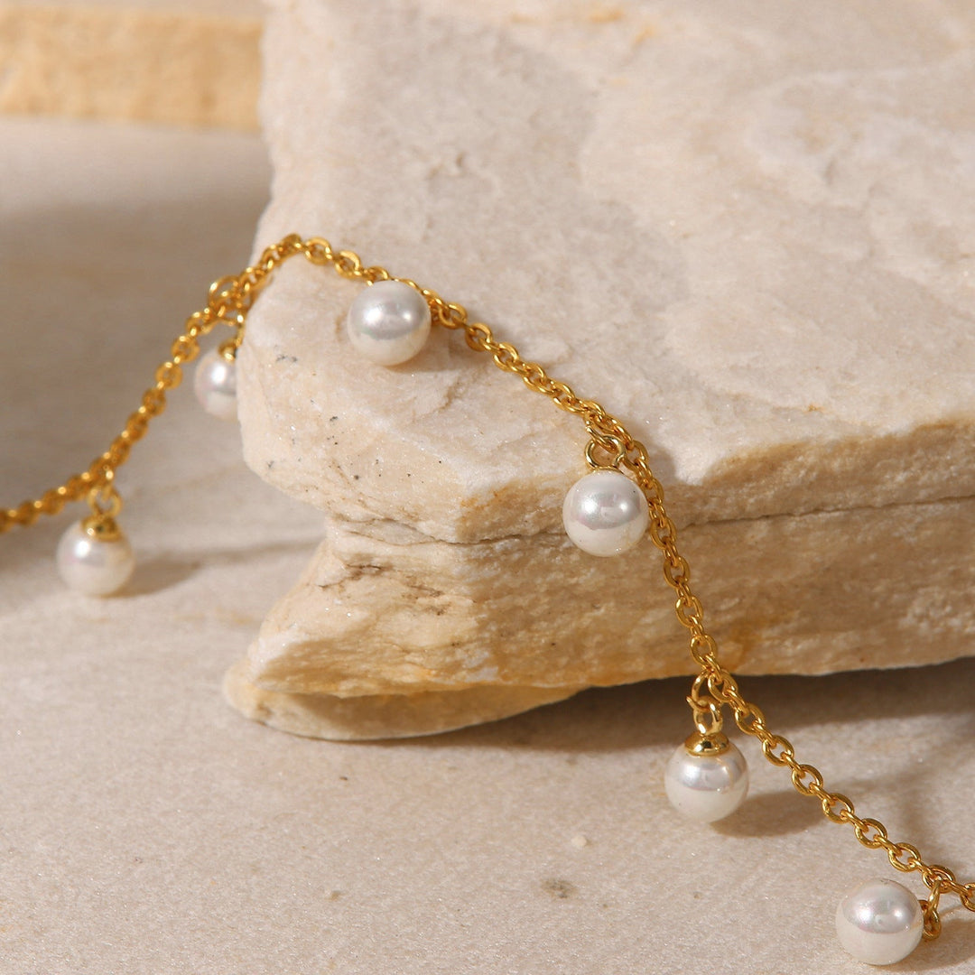 Serena Pearl Anklet | Gold