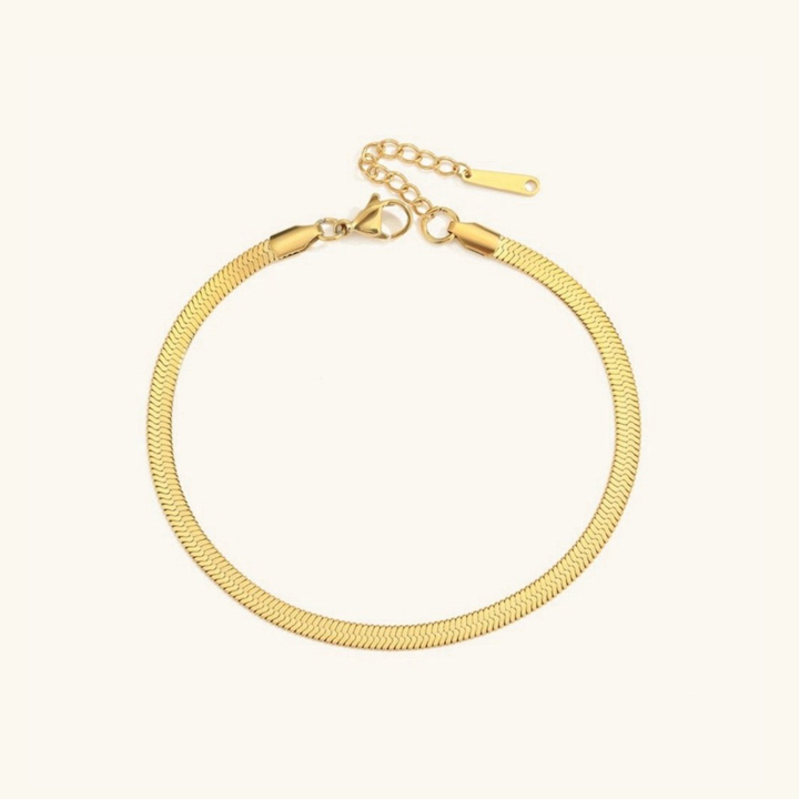 Selene Herringbone Anklet | Gold