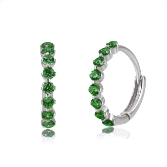Orlena Hoops Earrings | Silver & Green