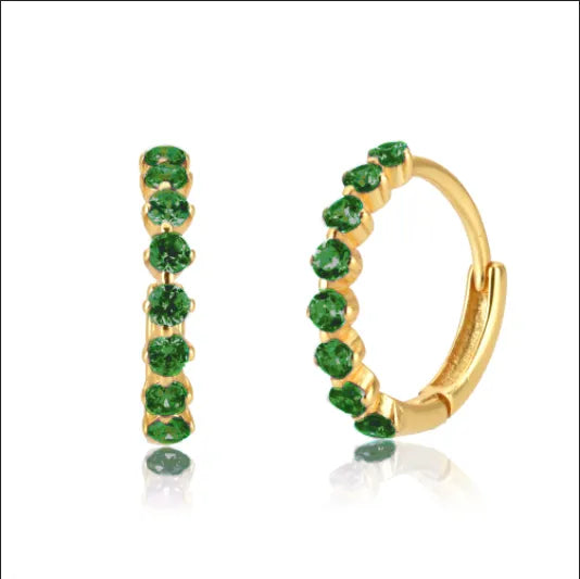 Orlena Hoops Earrings | Gold & Green